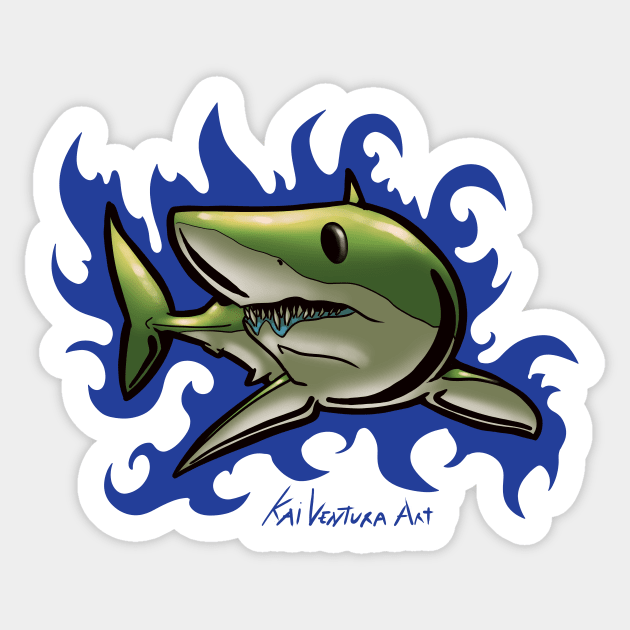 Mako Shark Surf Rad Design Color Variant B Sticker by Kai Ventura